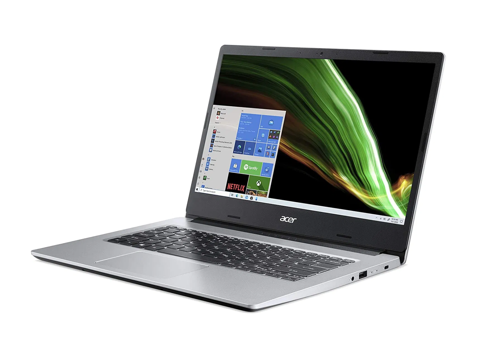 A114-33-C6F6 | Intel Celeron N4500|14 HD Acer ComfyView LCD | UMA |OB4GB DDR4 Memory |eMMC 64GB|SD Card Reader | 802.11.ac+BT | 0.3MP Camera with Microphone | 36Wh Li-ion Battery |3-pin 45W AC adapter | Win 10 Silver