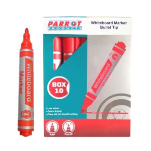 Whiteboard Markers (10 Markers - Bullet Tip - Red) | PW1001R