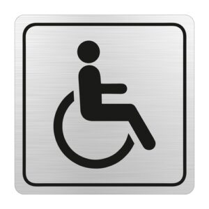 Disabled Toilet Symbolic Sign - Black Printed on Brushed Aluminium ACP (150 x 150mm) | SN4104