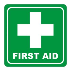 Green First Aid Symbolic Sign - Printed on White ACP (150 x 150mm) | SN4114