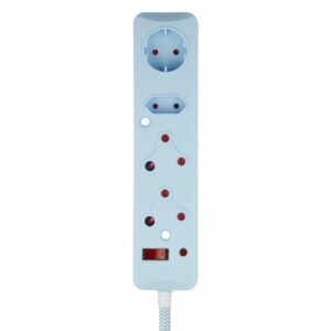 Switched 4 Way Surge Protected Multiplug 0.5M Braided Cord Blue | MS-8500-05-BL
