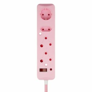 Switched 4 Way Surge Protected Multiplug 0.5M Braided Cord Pink | MS-8500-05-PK
