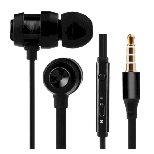 Volkano Alloy Series Earphones with Mic - Solid Black | VK-1007-SBK