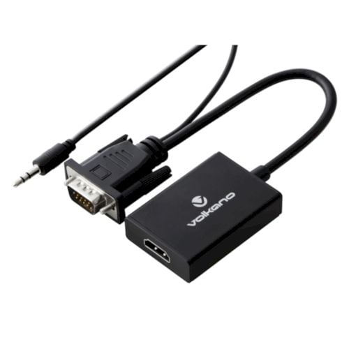 Volkano Append series VGA male to HDMI female converter 10cm cable with Sound | VK-20046-BK