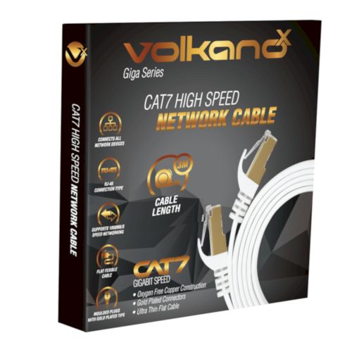 VolkanoX Giga series Cat 7 Ethernet cable 3meter - white gold tips | VK-20064-WT