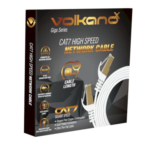 VolkanoX Giga series Cat 7 Ethernet cable 25meter - white gold tips | VK-20067-WT