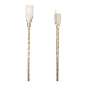 Volkano Iron Series Round Metallic Spring Type-C Cable 6ft - Champagne Gold | VK-20095-CG-6