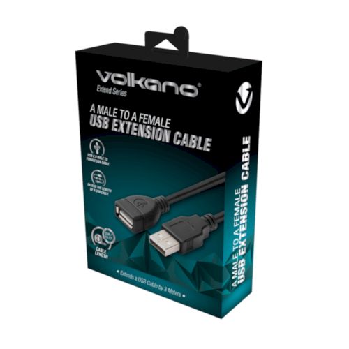 Volkano Extend series USB Extension cable 3m | VK-20186-BK