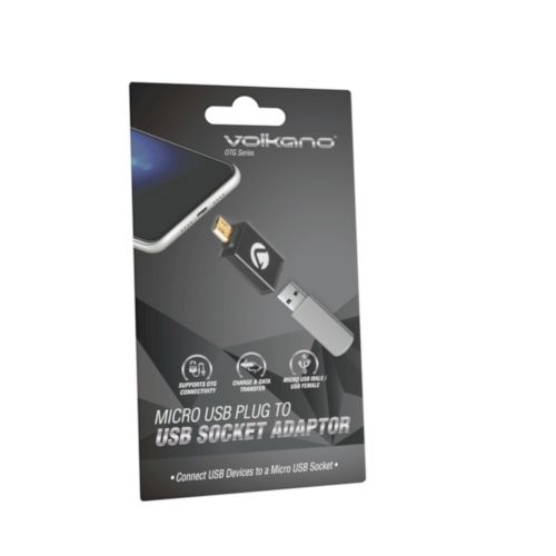 Volkano OTG series Micro USB to USB socket adaptor | VK-20204-BK