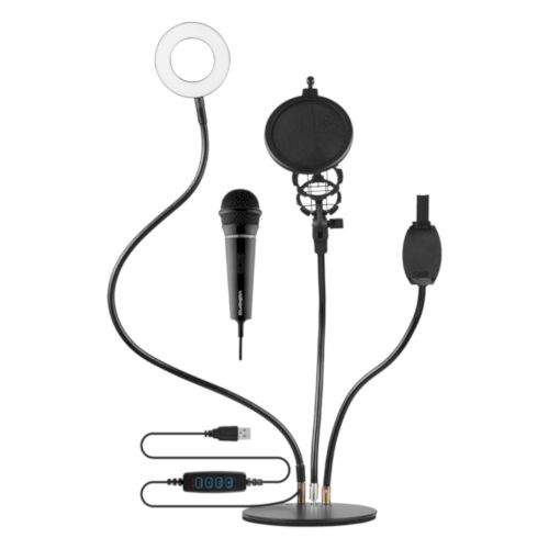 Volkano Insta series Ring light Desk Stand Vlogging Kit with Mic | VK-6518-BK