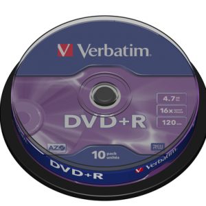 VERBATIM 4.7GB DVD+R (16X) MATT SILVER SPINDLE | T4T-43498