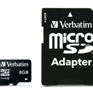 VERBATIM – 8GB MICRO SD CARD CLASS 4 PLUS ADAPTOR | T4T-43967