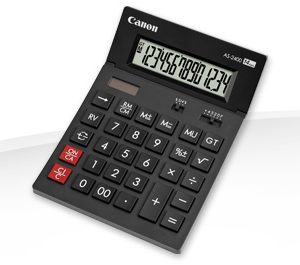 CANON – 14 Digit desktop calculator. Solar and battery operated. Mark up and reverse function grand total memory Adjustable LCD display | T4T-AS-2400