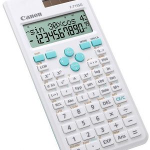 CANON – Scientific White with magenta on the arrow key and hard cover . Scientific 2 line display 250 functions 17 store and recall memories least common multiple and greatest common divisor Quotient and remainer calculation | T4T-CALCF-715SGWH