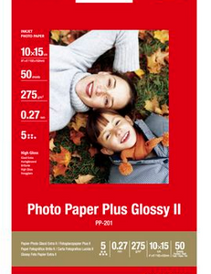 CANON PP-201 – Plus Glossy II 4 x 6′ (10 x 15cm). 275gsm 0.27 thick – 50 Sheets | T4T-PP-2014